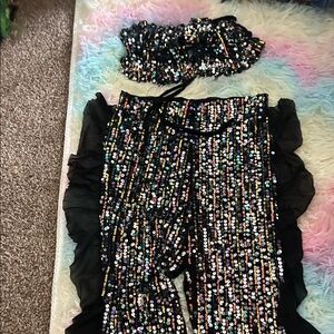 Sequin Black Crop Top